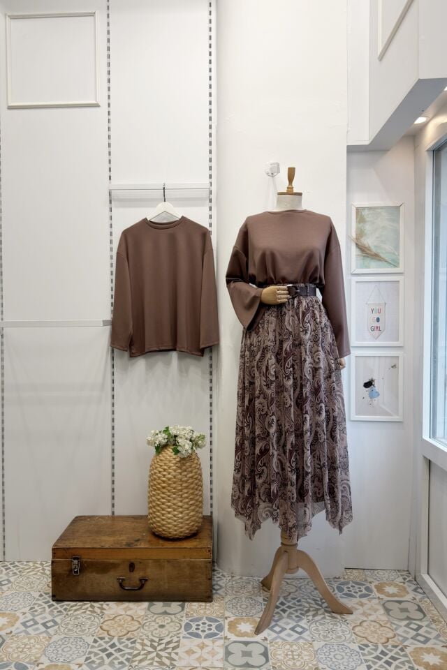 Mocha Kahverengi Osyho Kumaş Bluz