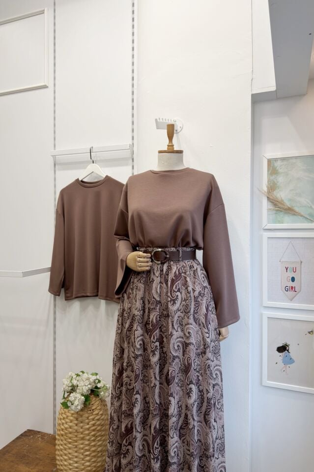 Mocha Kahverengi Osyho Kumaş Bluz