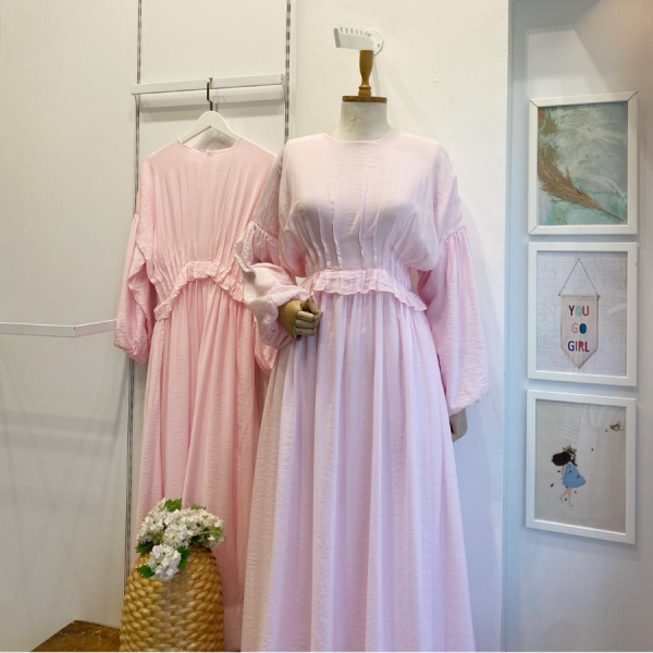 Pembe Şifon Morian Elbise