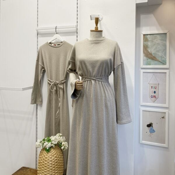 Vizon Düz Model Triko Elbise