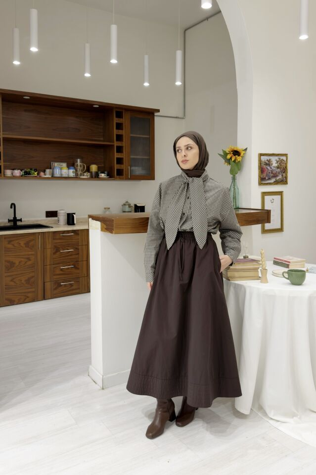 Acı Kahve Beli Lastikli Zeran Etek