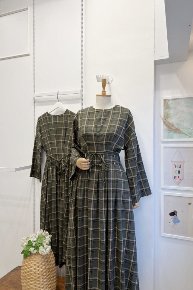 Yeşil Ekose Desenli Alize Elbise