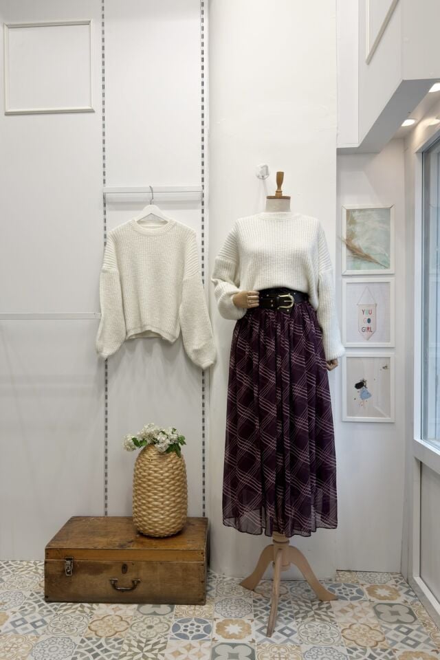 Mürdüm Agnesa Ekoseli Şifon Etek