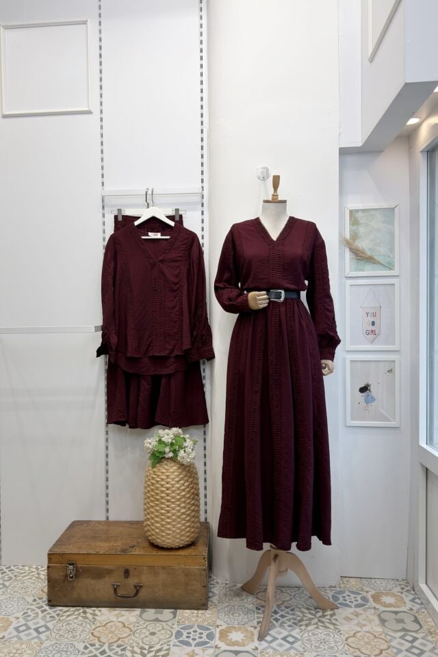 Fisto Şeritli Bordo Valora Takım