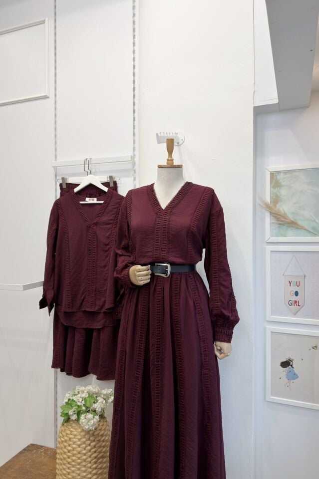 Fisto Şeritli Bordo Valora Takım