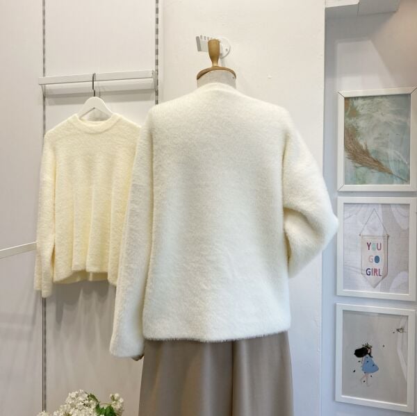 Ekru Angora Kumaş Kazak