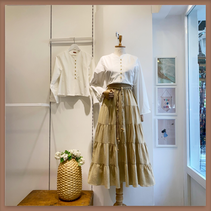 Çağla Yeşili Rocher Müslin Etek