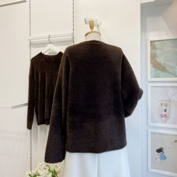 Kahverengi Angora Kumaş Kazak