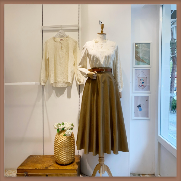 Kemerli Yağ Yeşili Kloş Gabardin Etek