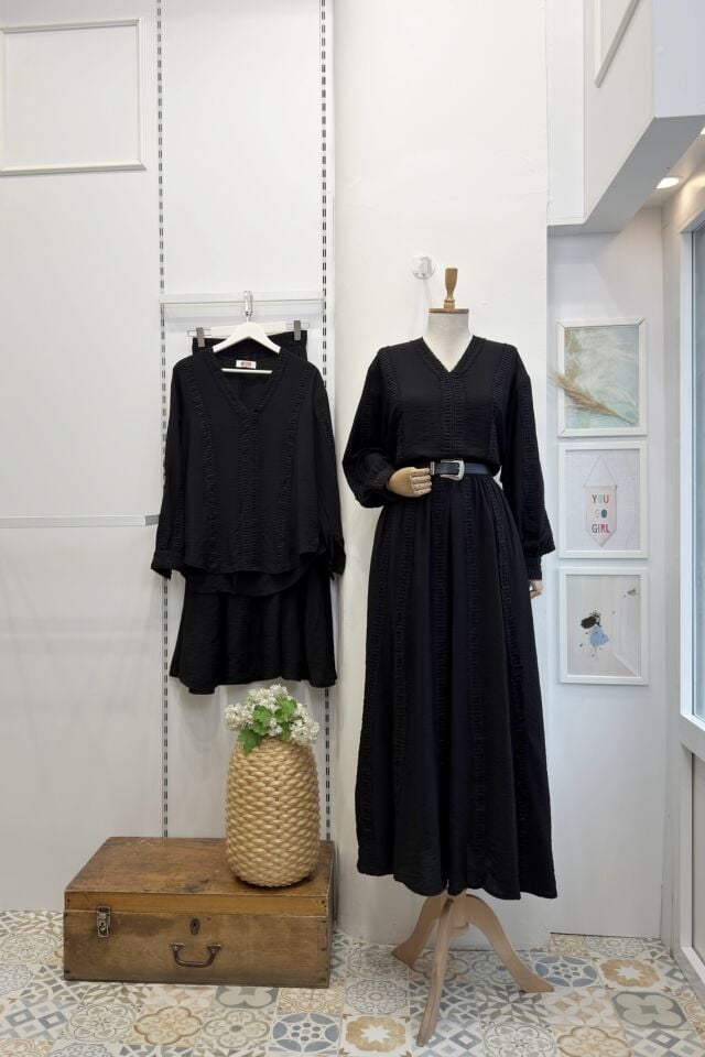 Fisto Şeritli Siyah Valora Takım