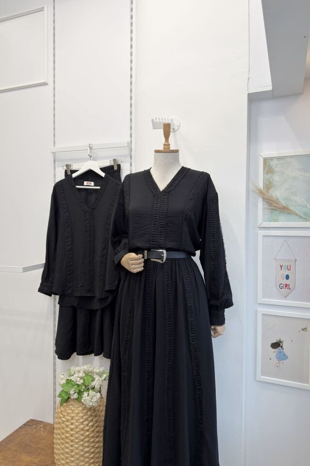 Fisto Şeritli Siyah Valora Takım