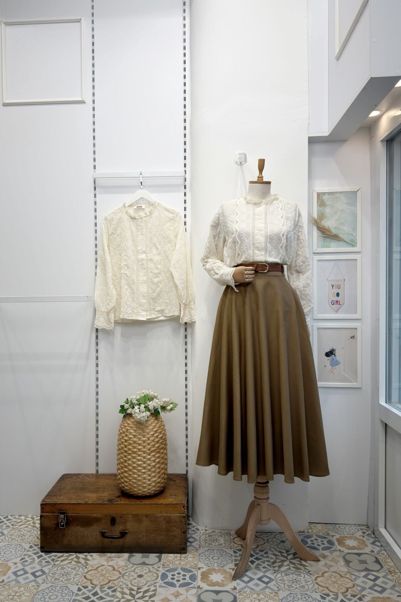 Kemerli Yağ Yeşili Kloş Gabardin Etek