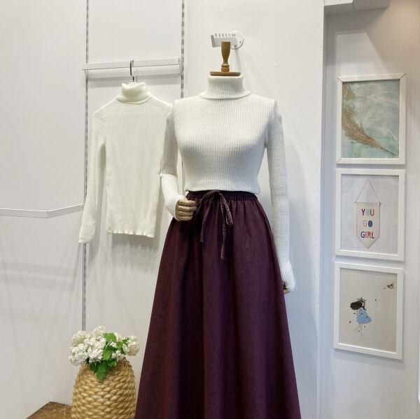 Ekru Parmak Detaylı Triko İçlik