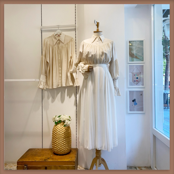 Beyaz İki Pileli Şifon Etek