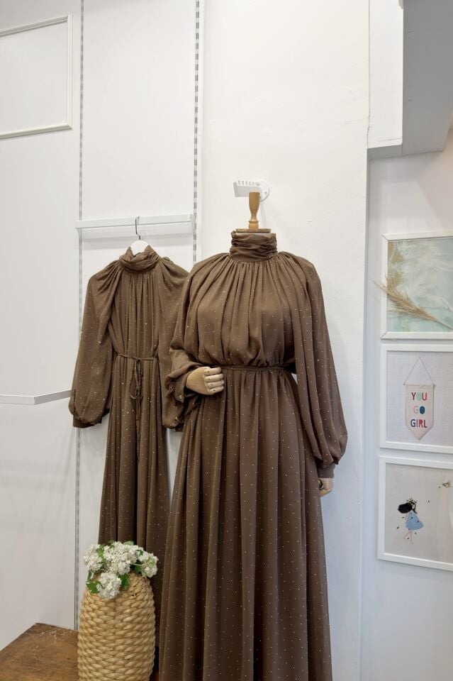 Koyu Vizon Şifon Serapha Abiye