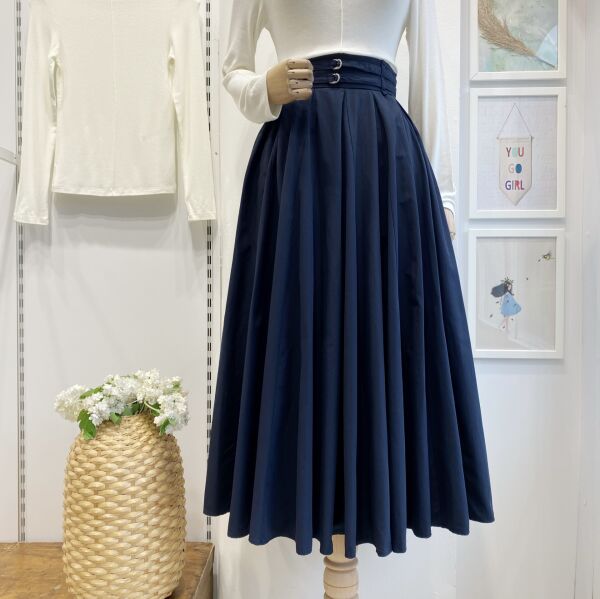 Lacivert İki Kemerli Fiorite Etek