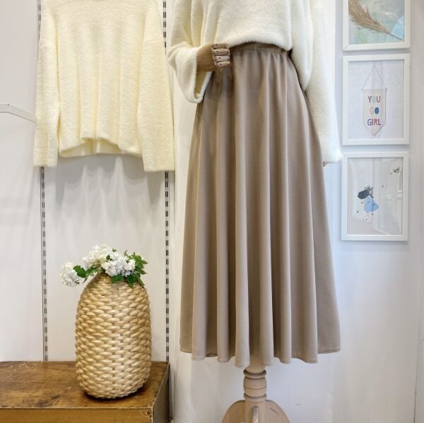 Beli Lastikli Vizon Crep Kloş Etek