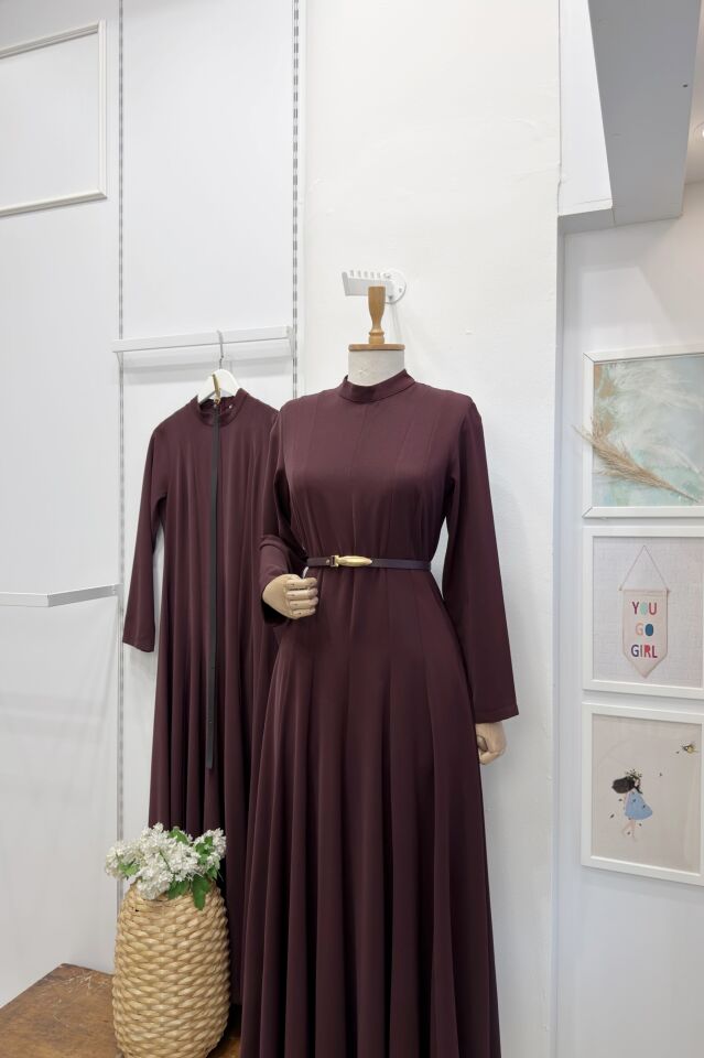 Mürdüm Kemer Detaylı Elvira Elbise