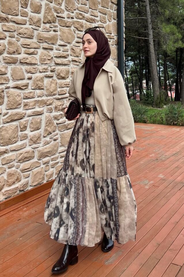 Faya Girls x Soil Desenli Şifon Etek