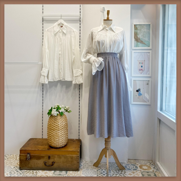 Gri Modal Kumaş Kloş Etek