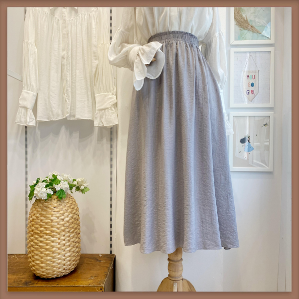 Gri Modal Kumaş Kloş Etek