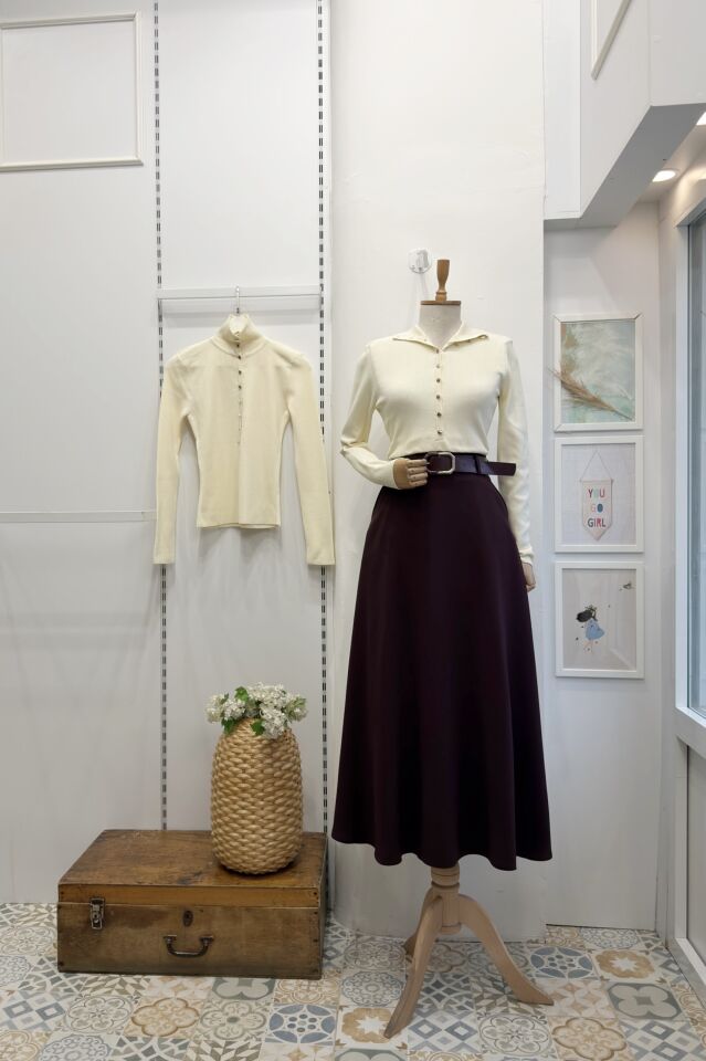 Bordo Kemerli Saphire Etek