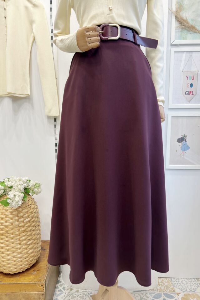 Bordo Kemerli Saphire Etek