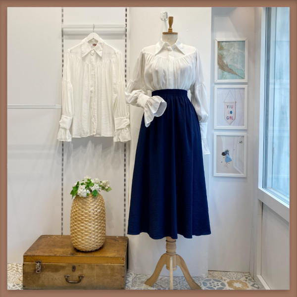 Lacivert Modal Kumaş Kloş Etek