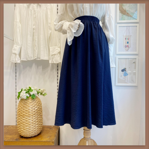 Lacivert Modal Kumaş Kloş Etek