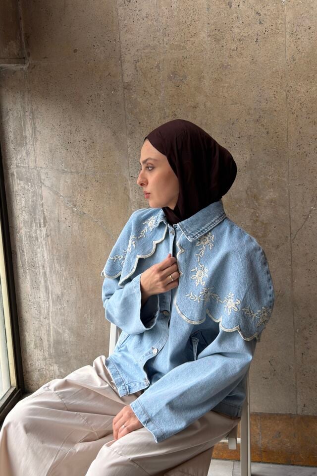 Açık Kot Pelerin Ceket