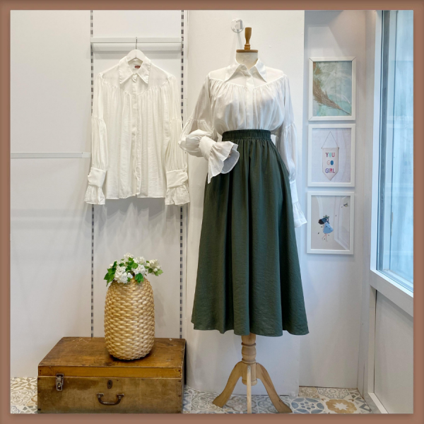 Haki Yeşili Modal Kumaş Kloş Etek