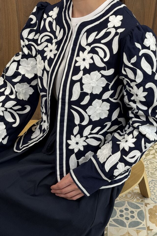 Lacivert Nakışlı Luvina Ceket