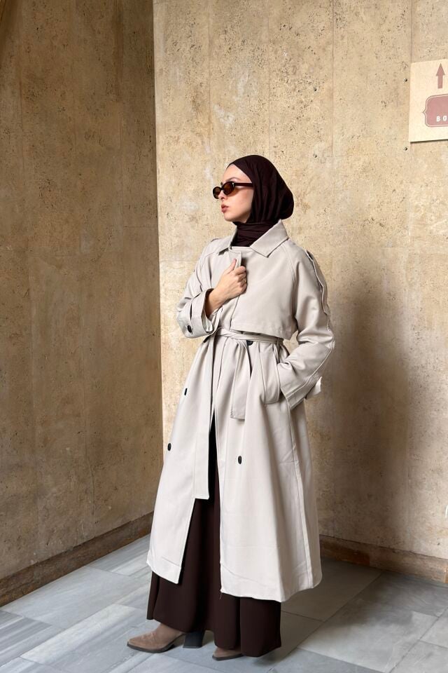 Taş Atlas Kumaş Opaline Trençkot