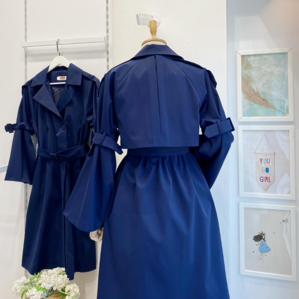 Lacivert İspanyol Kol Torino Trençkot