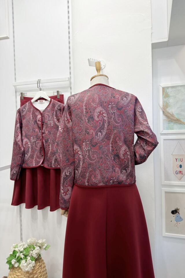 Bordo Etnik Desenli Scuba Takım