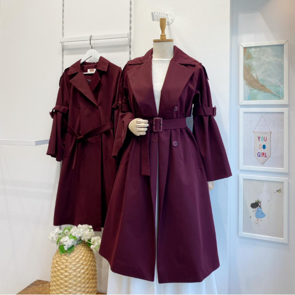 Bordo İspanyol Kol Torino Trençkot