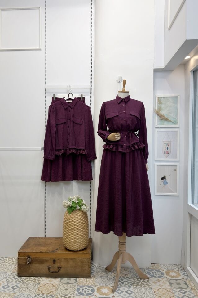 Mürdüm Kırinkıl Kumaş Dantel Detaylı Takım