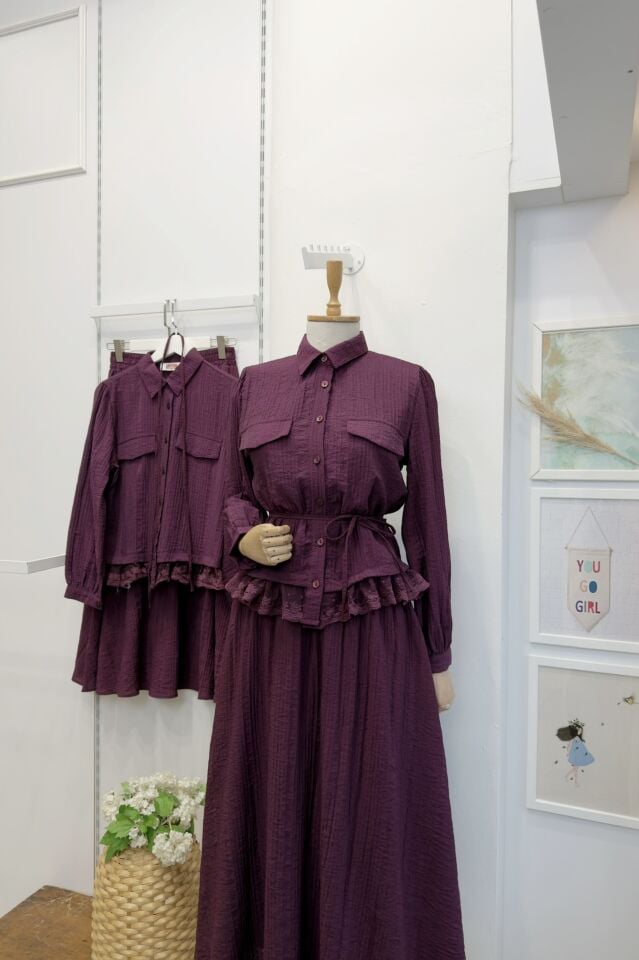 Mürdüm Kırinkıl Kumaş Dantel Detaylı Takım