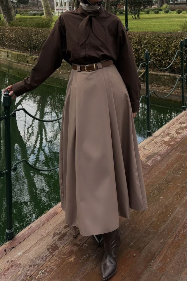 Faya Girls x Koyu Vizon Kemerli Arain Etek