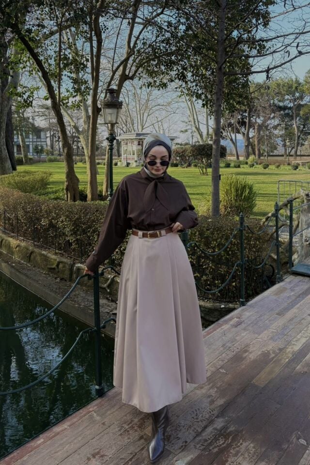 Faya Girls x Koyu Vizon Kemerli Arain Etek