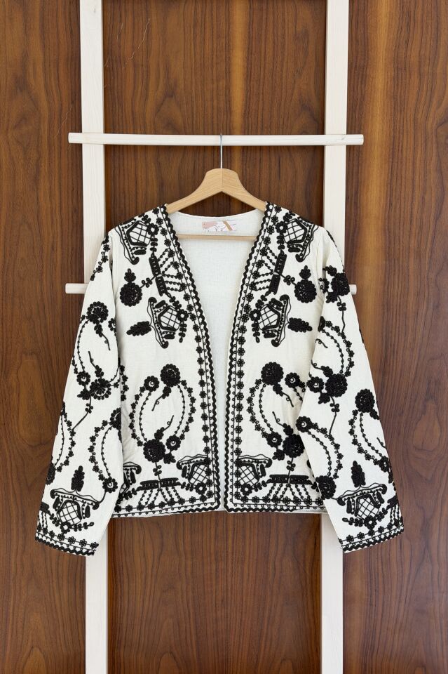 Kahverengi Nakışlı Luvina Ceket