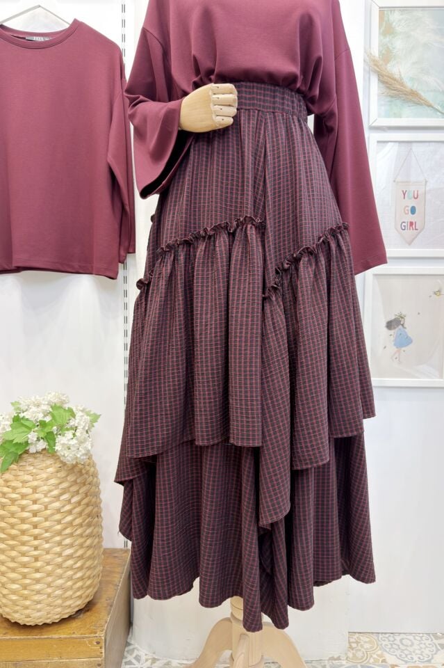 Pötikare Desenli Bordo Ajouter Etek