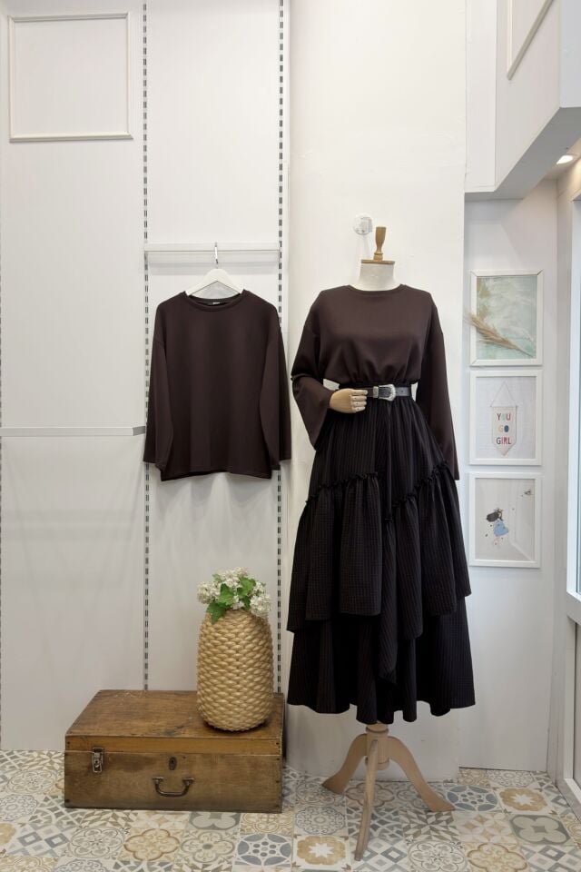 Pötikare Desenli Kahverengi Ajouter Etek