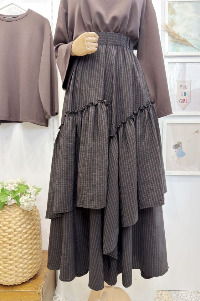 Pötikare Desenli Kahverengi Ajouter Etek