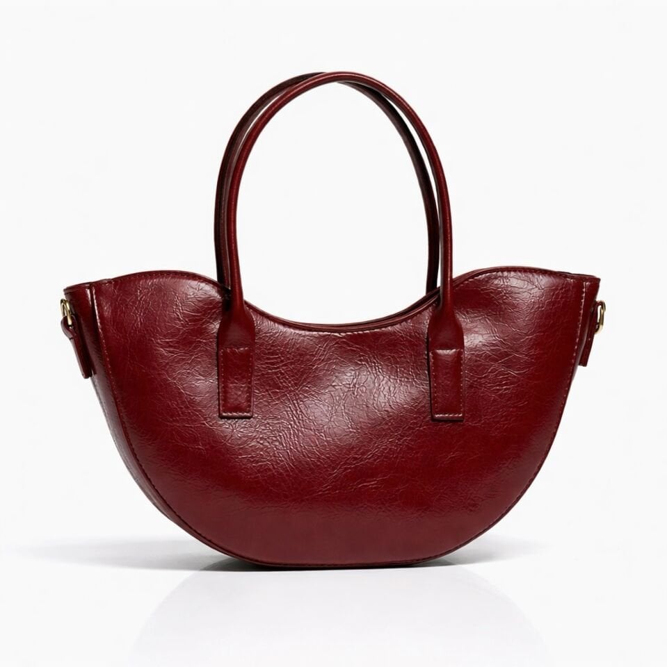 Bordo Deri Görünümlü Florence Çanta