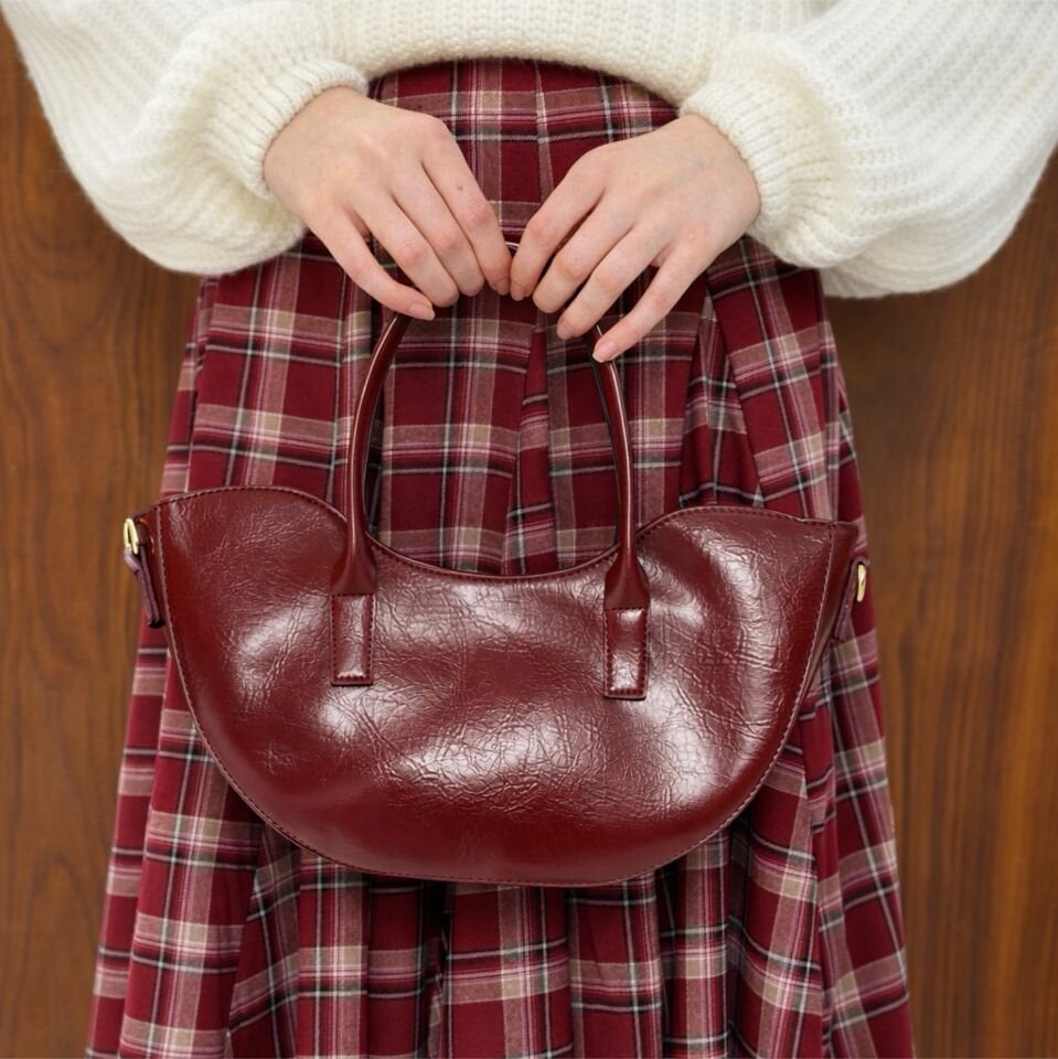 Bordo Deri Görünümlü Florence Çanta