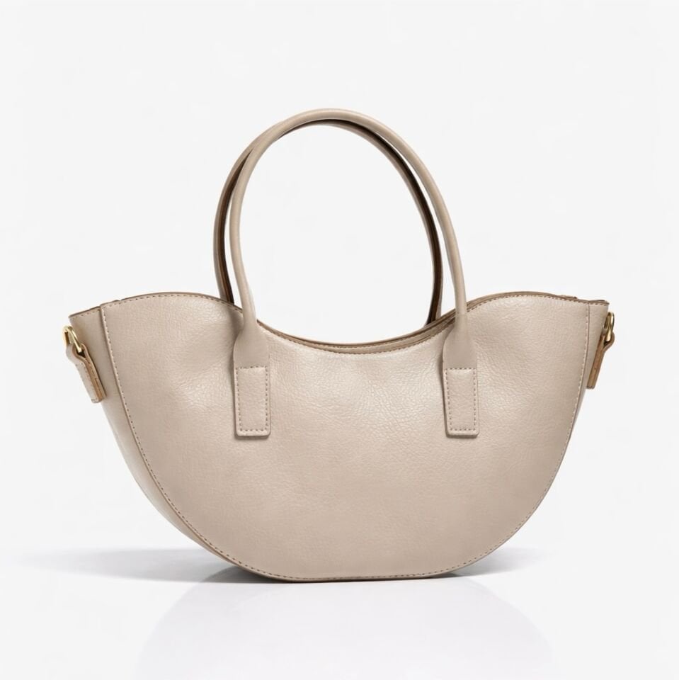 Krem Deri Görünümlü Florence Çanta