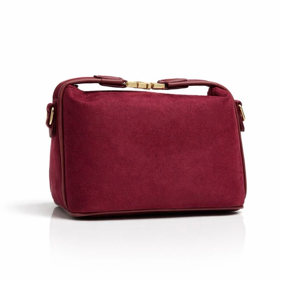 Bordo Beatrice Süet Çanta