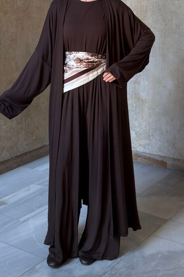 Kahverengi Üçlü Cozy Takım