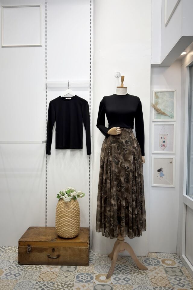 Siyah Basic Penye Bluz